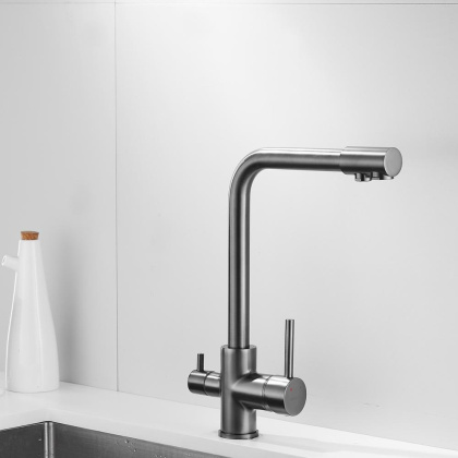 Смеситель для кухни латунь, оружейная сталь S328T Смеситель для кухни латунь, оружейная сталь S328T