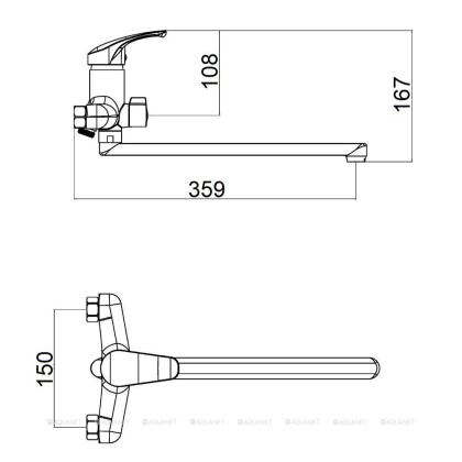 Смеситель для ванны OneLife P01-218cr с душ.набором, полимерный Смеситель для ванны OneLife P01-218cr с душ.набором, полимерный