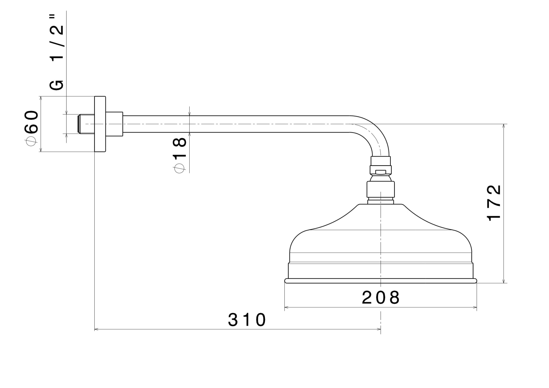 Душевая лейка MUSE "тропический дождь" с кронштейном, потертая бронза