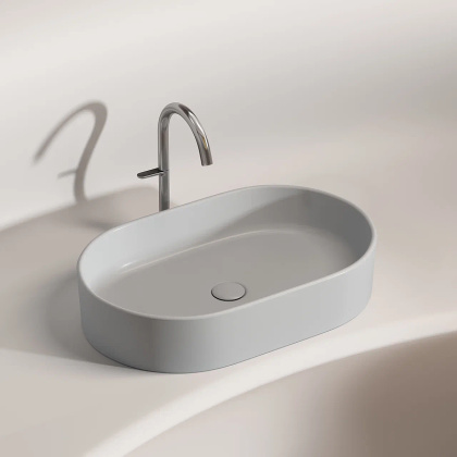 Умывальник чаша накладная овальная (цвет Серый Матовый) Element 608*385*122мм