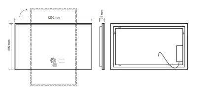 Зеркало с подсветкой и "Touch"сенсором 1200 ммx600 мм