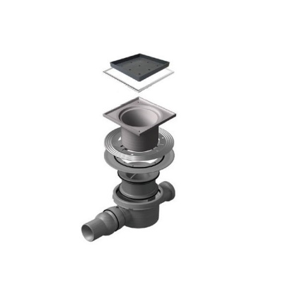 13000086 Точечный трап 150х150 мм Confluo Standard Ceramic 2, полая под плитку, с рамкой Исполнение: Хром 