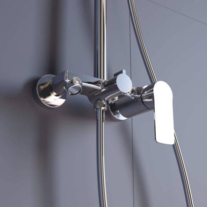 Душевая стойка RGW SP-26 Хром Головной душ/Смеситель (Ручной душ.Шланг 1,5 м.)