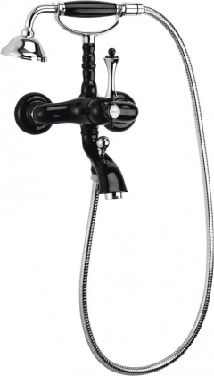 MARGOT-VDM-BLC Смеситель для ванны и душа с ручным душем Исполнение: Глянцевый белый/Хром, Ручки: Глянцевый белый/Хром  MARGOT-VDM-BLC Смеситель для ванны и душа с ручным душем Исполнение: Глянцевый белый/Хром, Ручки: Глянцевый белый/Хром