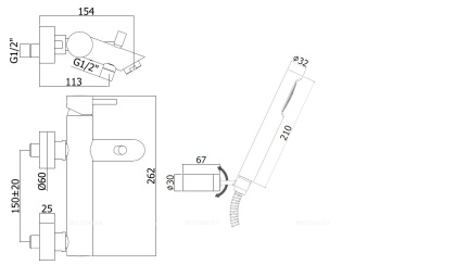 Смеситель для ванны с душем Paffoni Light LIG023HG Смеситель для ванны с душем Paffoni Light LIG023HG