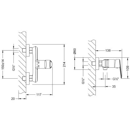 Смеситель для душа, латунь/хром Смеситель для душа, латунь/хром