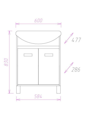 Тумба Onika Гамма 60 напольная, ясень шимо/венге (ум. Erica 60)