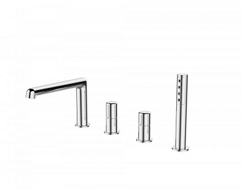 UNO Смеситель на борт ванны с ручным выдвижным душем, черный UNO-BVD4-NERO