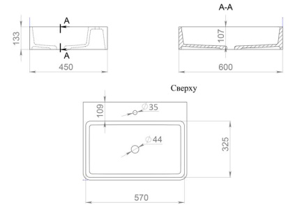 Раковина Salini OTTAVIA 1103201MRH S-Stone покраска по RAL снаружи, накладная, матовая