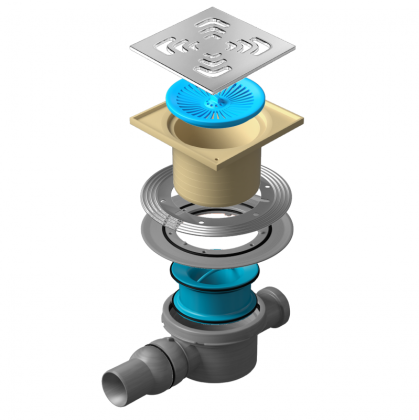 13000006 Точечный трап 150х150 мм Confluo Standard Square 2, металл с перфорацией Square, без рамки Исполнение: Хром 