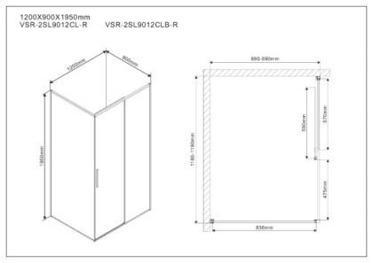 Душевой уголок Slim VSR-2SL9012CL-R, 1200*900, хром, стекло прозрачное, правый Душевой уголок Slim VSR-2SL9012CL-R, 1200*900, хром, стекло прозрачное, правый