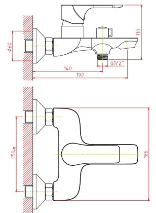 Смеситель для ванны/душа Orange Aristo M19-100cr