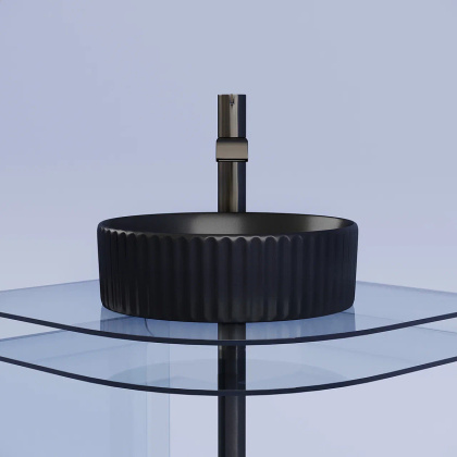 Умывальник чаша накладная круглая (цвет Черный Матовый) Element 360*360*115мм