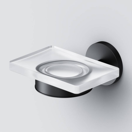 Стеклянная мыльница X-Joy с настенным держателем, 5,3х11х11,2 см, белая, A85A34222