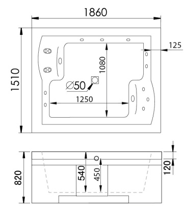 Акриловая ванна Gemy G9052 II B R Акриловая ванна Gemy G9052 II B R