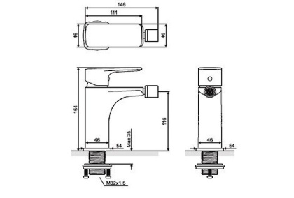 Смеситель для биде EXCELLENT Keria AREX.2003CR (хром)