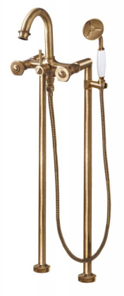 APHRODITE-VDP-03/24-M Напольный смеситель для ванны с ручным душем, исполнение  золото, ручки Шар APHRODITE-VDP-03/24-M Напольный смеситель для ванны с ручным душем, исполнение  золото, ручки Шар