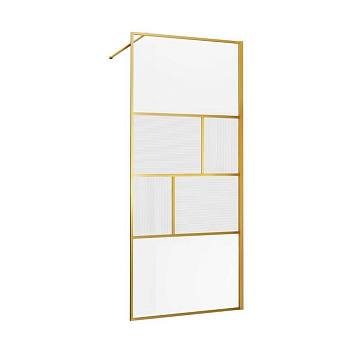 Душевая перегородка Walk-In VSW-1HC120CFBG, 1200*2000, браш. золото, стекло прозрачное/рифленое