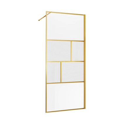 Душевая перегородка Walk-In VSW-1HC120CFBG, 1200*2000, браш. золото, стекло прозрачное/рифленое