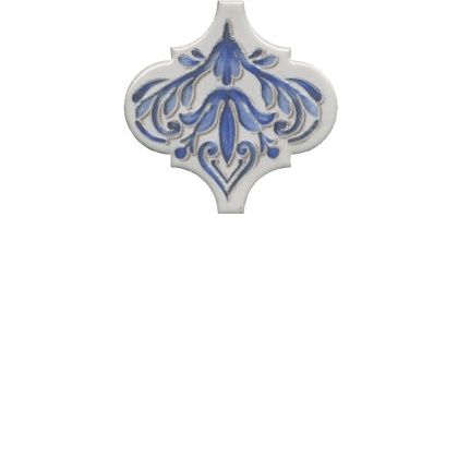 Декор VT\A318\65000 Арабески Майолика белый/синий/голубой (6,5см*6,5см*7мм) (26шт/0,11м2) орнамент, шт