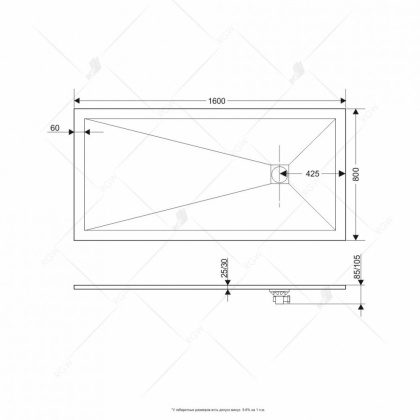 Душевой поддон RGW ST-0168G 80 x 160 см, прямоугольный, из искусственного камня, графит, 16152816-02
