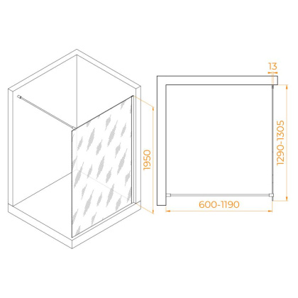 Душевая перегородка 130*195 RGW WA-010 Хром/Прозрачное/8 мм
