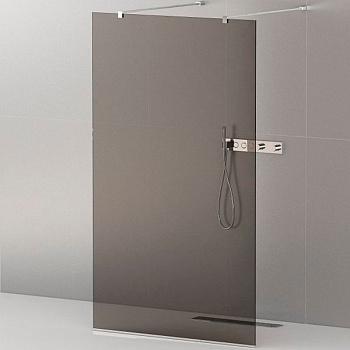 LIBERTA-L-2-80-120-GR-Cr Душевая перегородка с возможностью двустороннего входа, стекло графит, профиль хром, 800x1200x1950 мм