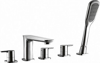 TESORO-F-BVD5-01 Смеситель на борт ванны, на 5 отверстий, с ручным выдвижным душем