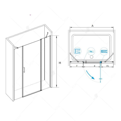 Душевая дверь RGW LE-09, 06120916-11, 160 х 195 см распашная, стекло прозрачное, хром