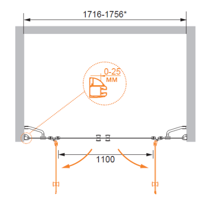 VERONA-W-B-22-240-P-Cr Душевая дверь