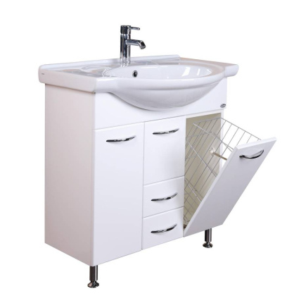 Тумба Onika Моника 75 напольная, белая, с корзиной (ум. Байкал 75)