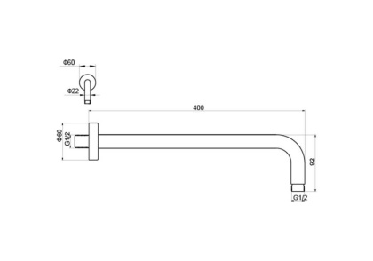 Держатель верхнего душа настенный 400 мм AQUATEK, матовый черный AQ2176MB 