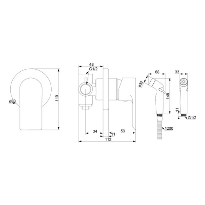 477510000 Apollo Смеситель монтируемый в стену с гиг.душем, хром