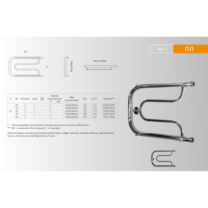 Полотенцесушитель ПЛ1 32*40П Полотенцесушитель ПЛ1 32*40П