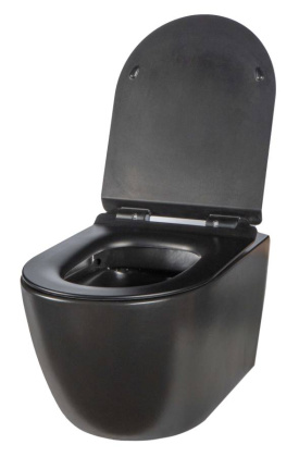 Унитаз подвесной безободковый Creto Logan L1 1001-002-L1BLMAT с крышкой-сиденьем микролифт, матовый черный