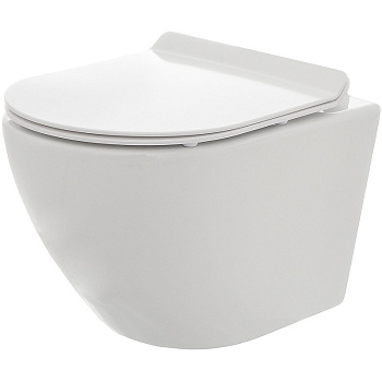 Унитаз подвесной безободковый AQUAme AQM2002 с крышкой-сиденьем микролифт, белый глянец