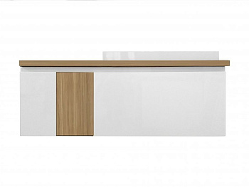 Тумба подвесная под умывальник Malibu 1400х500 правосторонняя 2 ящика со вставкой массив (ШхГхВ) 1392х476х477