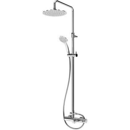 CZR-B-CVD-01 Душевая стойка со смесителем с изливом, ручным и верхним душем 250 мм нержавеющая сталь, исполнение хром