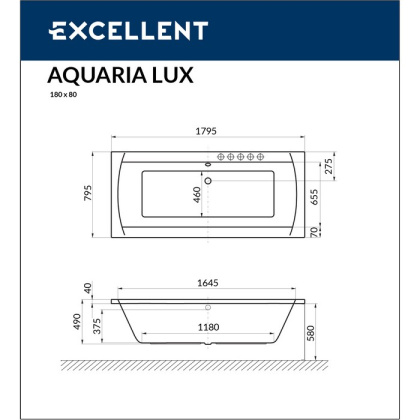 Ванна EXCELLENT Aquaria Lux 180x80 "ULTRA" (золото) Ванна EXCELLENT Aquaria Lux 180x80 "ULTRA" (золото)