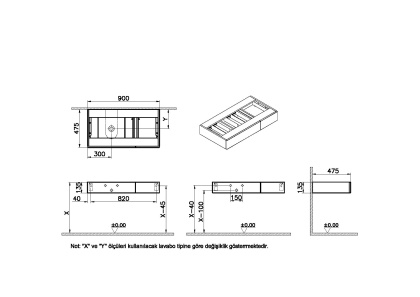 Модуль 90 см под раковину с выдвижным ящиком, левосторонний, дуб