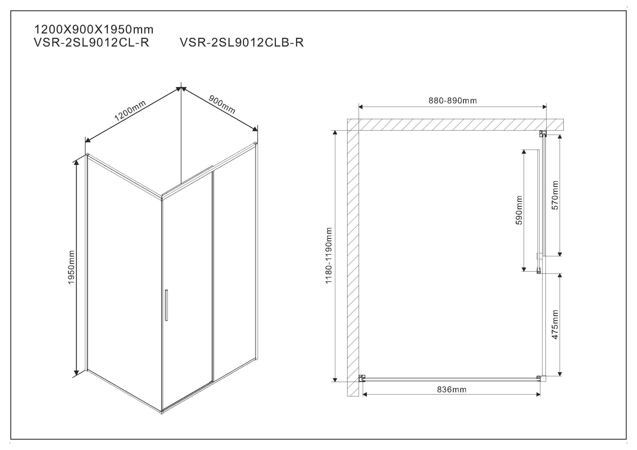Душевой уголок Slim VSR-2SL9012CLB-R, 1200*900, матовый черный, стекло прозрачное, правый Душевой уголок Slim VSR-2SL9012CLB-R, 1200*900, матовый черный, стекло прозрачное, правый