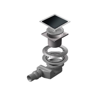 13000090 Точечный трап 150х150 мм Confluo Standard Black Glass 2, чёрное стекло, с рамкой Исполнение: Хром 