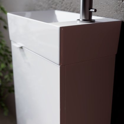 Тумба подвесная SANCOS Mini 355х205х500, с распашной дверцей, внутри 1 полка, белый глянец , арт.MN35WR Тумба подвесная SANCOS Mini 355х205х500, с распашной дверцей, внутри 1 полка, белый глянец , арт.MN35WR