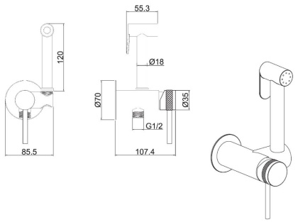 Смеситель с гигиеническим душем Allen Brau Priority 2.0 5.31029-31 (с внутренней частью) черный матовый
