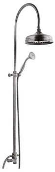 VINTAGE-CAI-01-M Душевая стойка с ручным и верхним душем с подводом воды из стены Исполнение: Хром, Ручки: Хром 