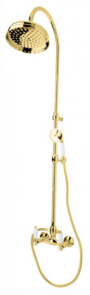 FIRST-CD-01-Bi Душевая стойка со смесителем,верхним и ручным душем Исполнение: Хром, Ручки: Белые 