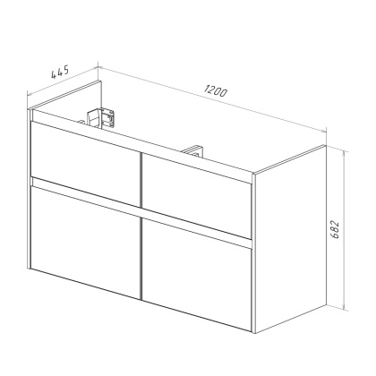 Тумба Lemark COMBI 125см под 2 раковины, подвесная/напольная,4 ящика, цвет планки: Чёрный, цвет корпуса, фасада: Белый глянец Тумба Lemark COMBI 125см под 2 раковины, подвесная/напольная,4 ящика, цвет планки: Чёрный, цвет корпуса, фасада: Белый глянец