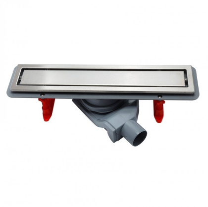 13100002 Линейный трап 450 мм CONFLUO PREMIUM LINE двухсторонняя модель Исполнение: матовый хром без перфорации/полая под плитку, рамка - матовый хром 