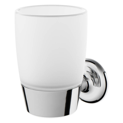 Стеклянный стакан A8034300 Like с настенным держателем, 12х8х11,5 см, хром