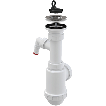 Сифон для мойки с нержавеющей решеткой DN70 и штуцером